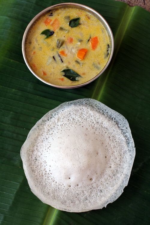 Appam with vegetable stew