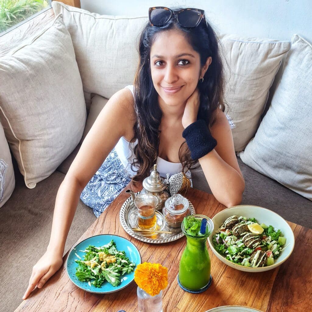 Me at a vegetarian cafe in Bali
