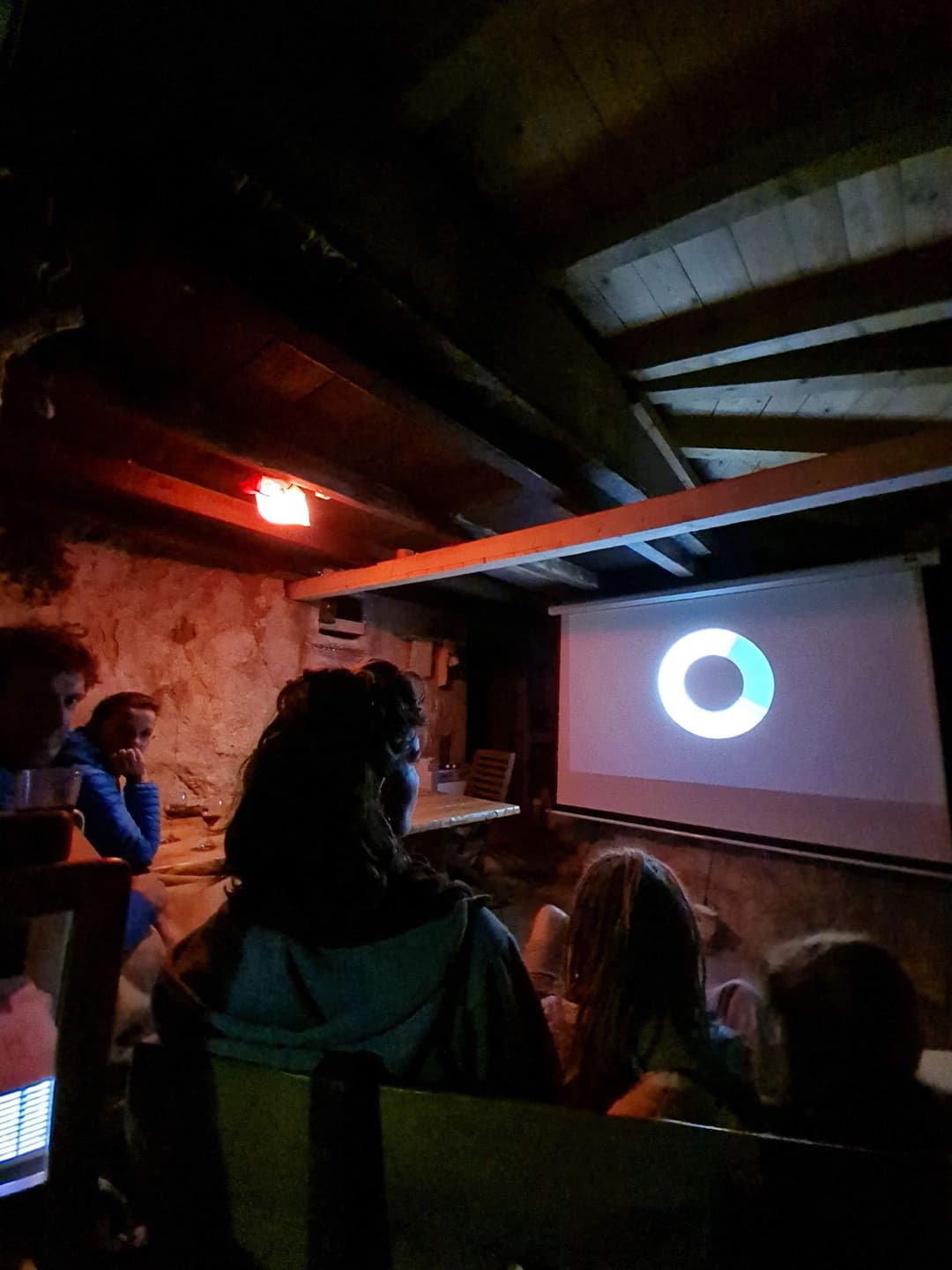 Movie night on the island while volunteering there