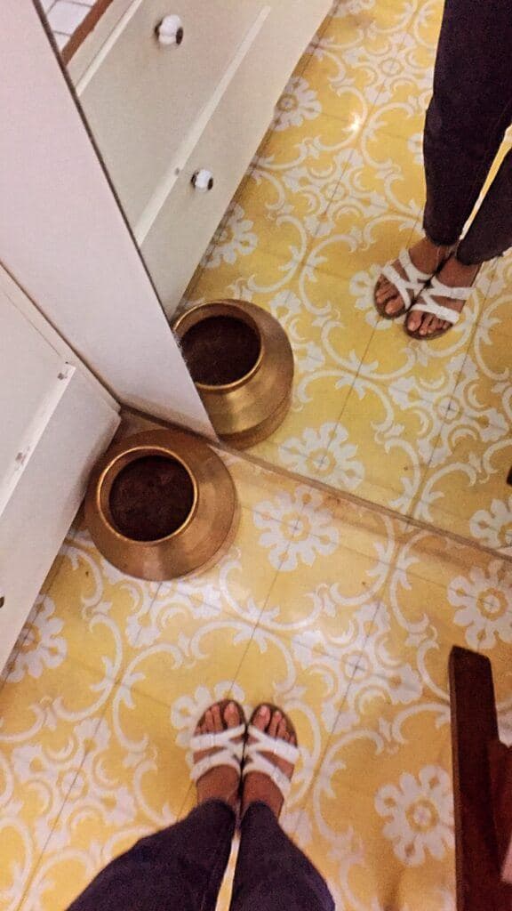 Copper 'Handas' used as trash cans in our room during our staycation