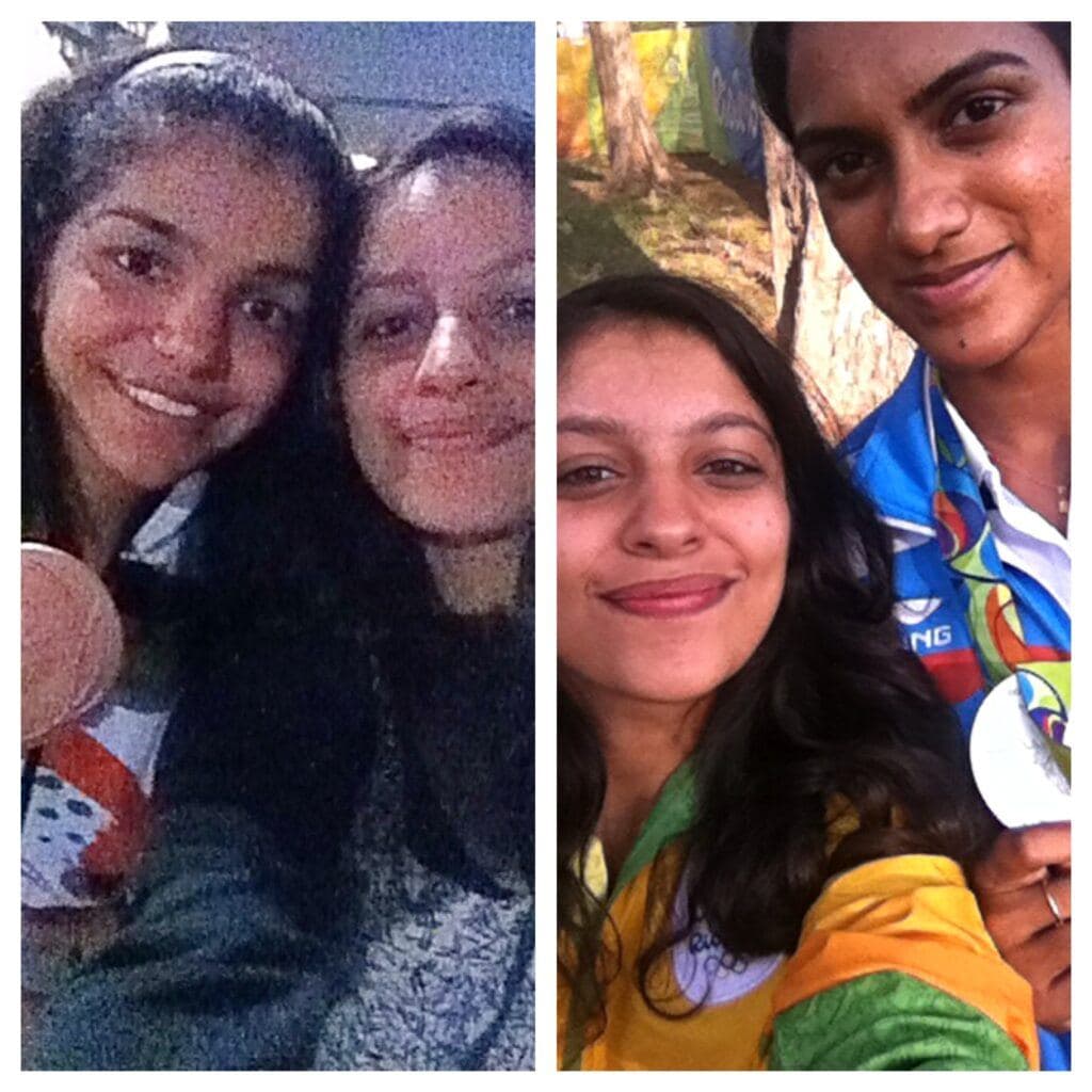 Photo with the legends at Rio 2016 Summer Olympics - PV Sindhu and Sakshi Malik