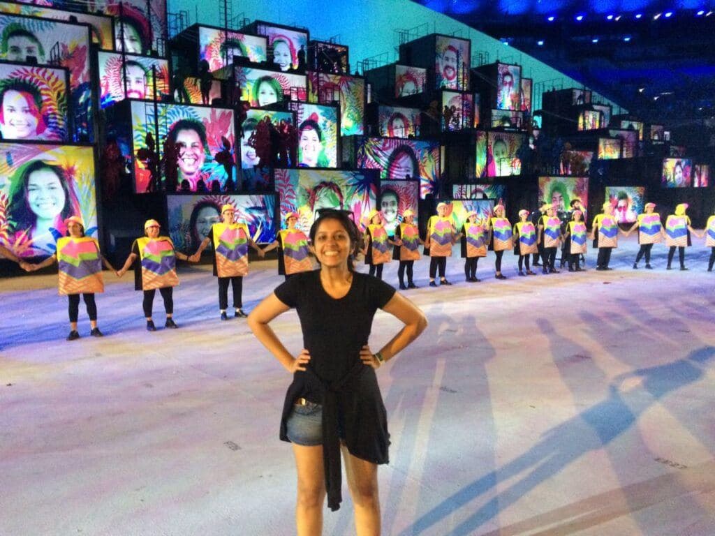 Me on the field during the Opening Ceremony rehearsal